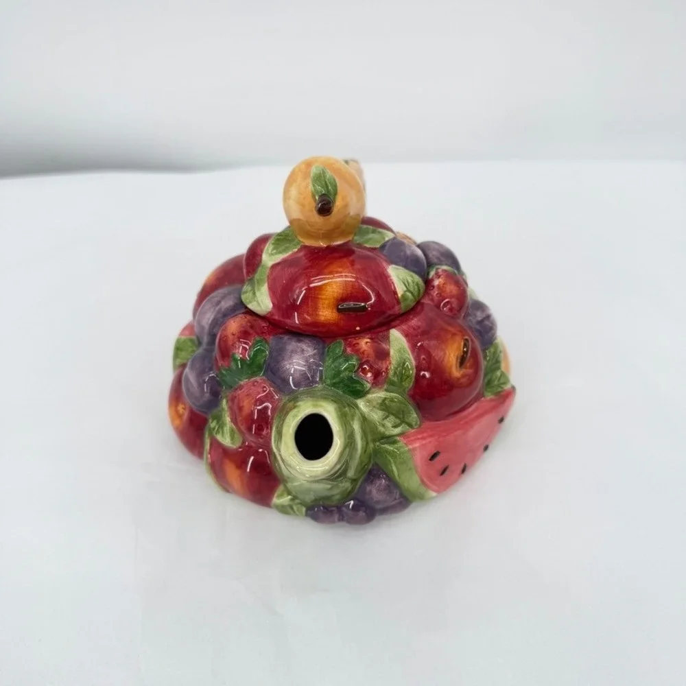 Susan Winget JCPenney Fruit Teapot Colorful Cottagecore Maximal‎ Ceramic Decor